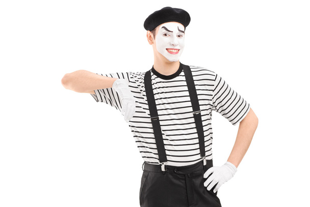 Male mime artist posing - 写真・画像