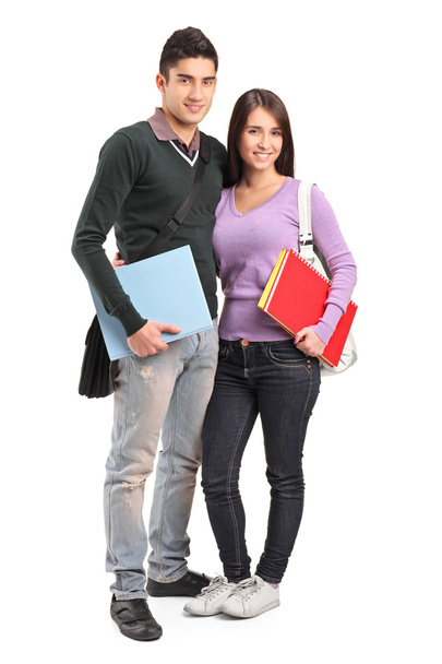 Smiling couple holding books - Φωτογραφία, εικόνα