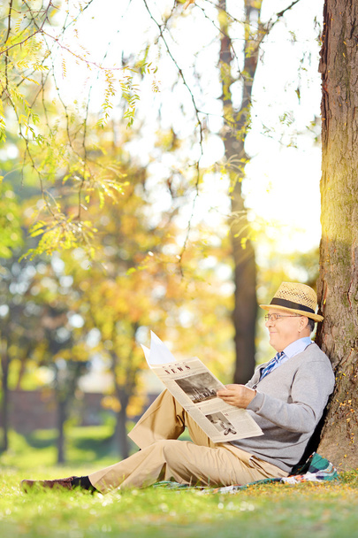 Senior gentleman reading a newspaper - Photo, image