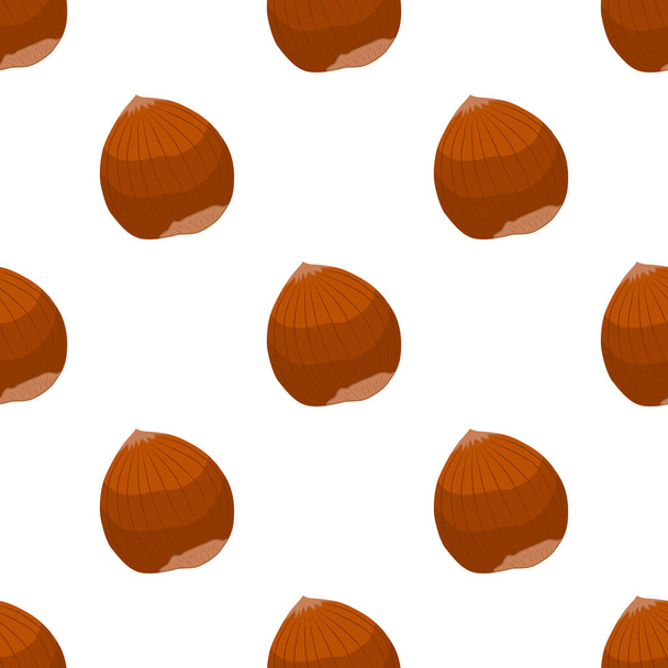 Illustratie op thema groot patroon identieke types hazelnoot, noot gelijke grootte. Hazelnoot patroon bestaande uit natuurlijke moer voor gekleurde print op behang. Abstract kleurrijk patroon van vele noten hazelnoot. - Vector, afbeelding