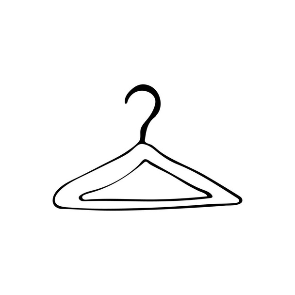 Ícone de cabide de roupas desenhado à mão no vetor. Doodle ícone de cabide de roupas no vetor - Vetor, Imagem