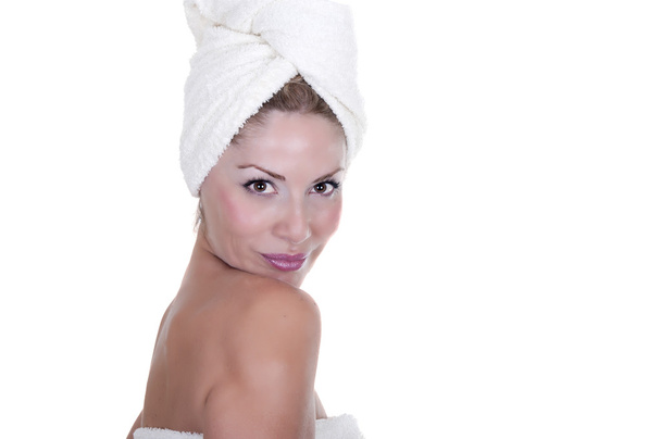 beautiful young woman wearing a towel  - Foto, Imagem