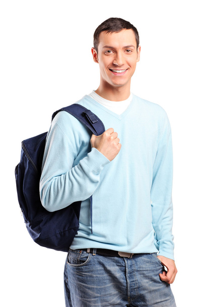 Male student with school bag - Foto, afbeelding