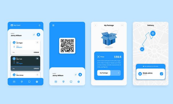 Courier Packages Delivery Mobile Application User Interface Design - Vector, Image