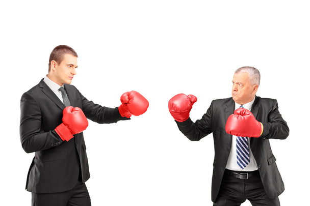 Boss and businessman with boxing gloves - Foto, afbeelding