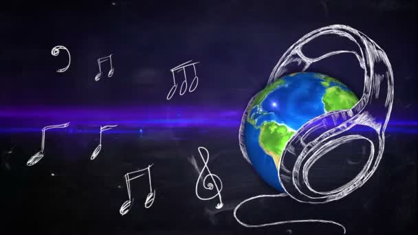 Earth Musical Note Blackboard Looping Animation - Footage, Video