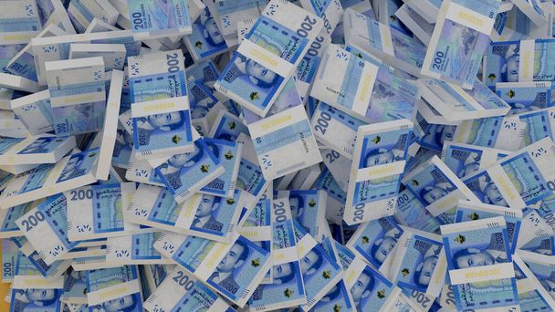 Obrázky bankovek marockých peněžních denominací 200 dirhamů.3D vykreslování fotografií - Fotografie, Obrázek