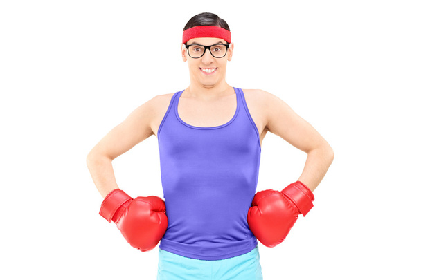 Athlete with boxing gloves posing - Φωτογραφία, εικόνα