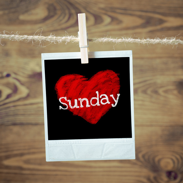 Love Sunday on red heart - Photo, Image