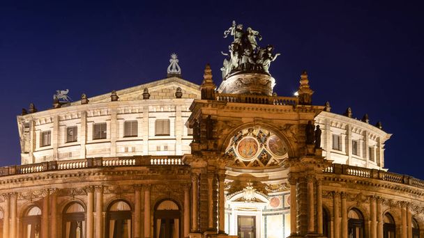Baroque Semperoper during the blue hour, Dresden, Saxony, Germany - Photo, Image