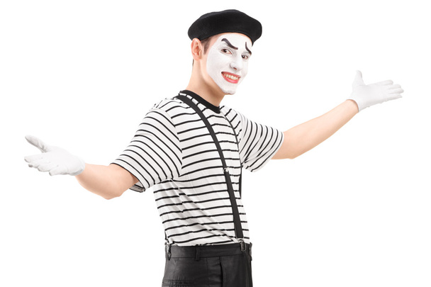 Mime dancer gesturing with hands - Photo, image