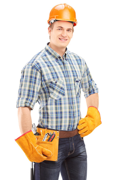 Manual worker with helmet - Zdjęcie, obraz