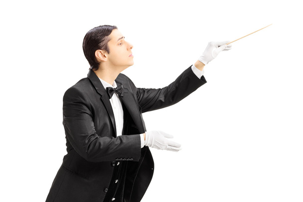 Orchestra conductor directing with stick - Zdjęcie, obraz