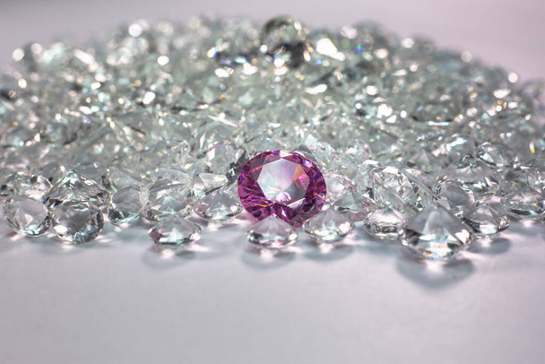 Pink diamonds are placed on a pile of white diamonds And keep turning. video 4k resolution shoot in studi - Photo, Image