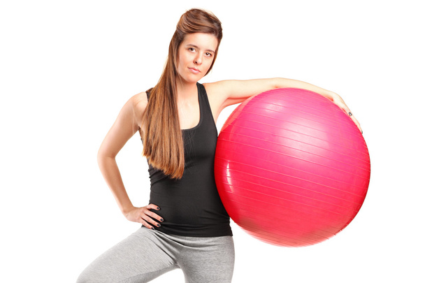 Female holding fitness ball - Foto, Imagem