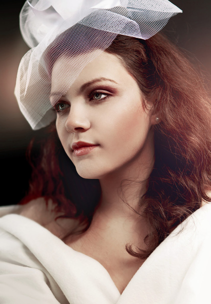 Beautiful woman in white hat - Fotografie, Obrázek