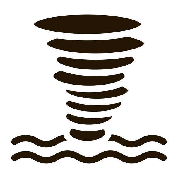 トルネード海水のグリフアイコンベクトル。トルネード海の水の標識。孤立したシンボルイラスト - ベクター画像