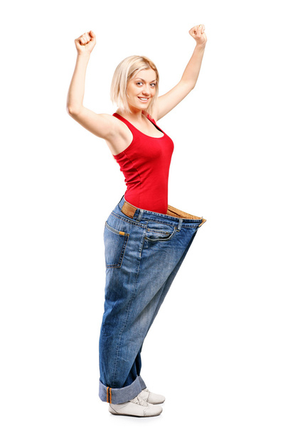 Happy weight loss female - Φωτογραφία, εικόνα
