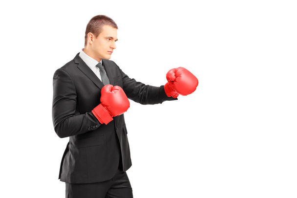 Businessman with boxing gloves - Φωτογραφία, εικόνα