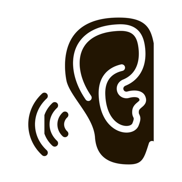 Hears Sound Icon Vector Glyph Ilustração - Vetor, Imagem