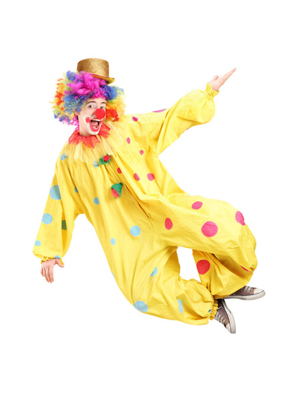 Male clown jumping - Zdjęcie, obraz
