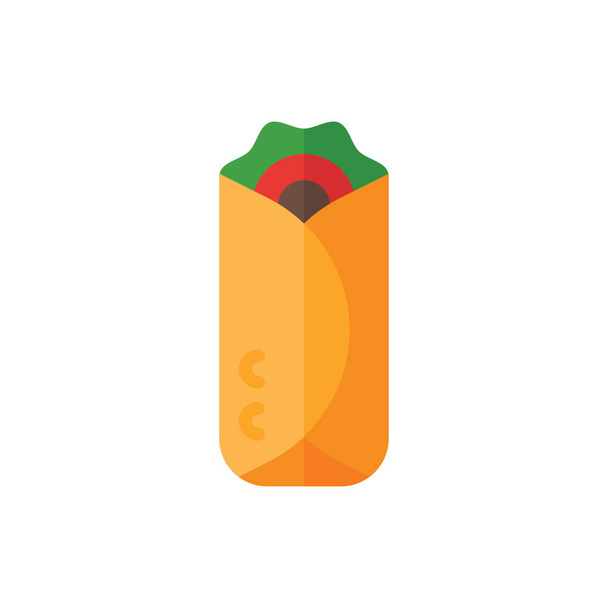 Burrito Düz Simge Logosu İllüstrasyon Vektörü izole edildi. Fast Food ve Restoran Simgesi. Web Tasarımı, Logo, Uygulama ve İşinizi Geliştirmek İçin Uygun. - Vektör, Görsel