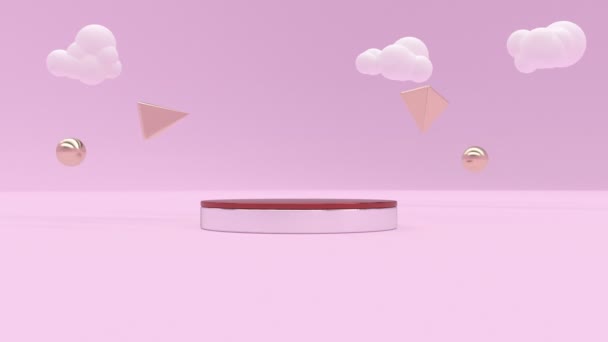 3d en blanco podio ronda presentación interior moderno mockup publicidad pastel rosa habitación elegante diseño minimalista metraje - Metraje, vídeo