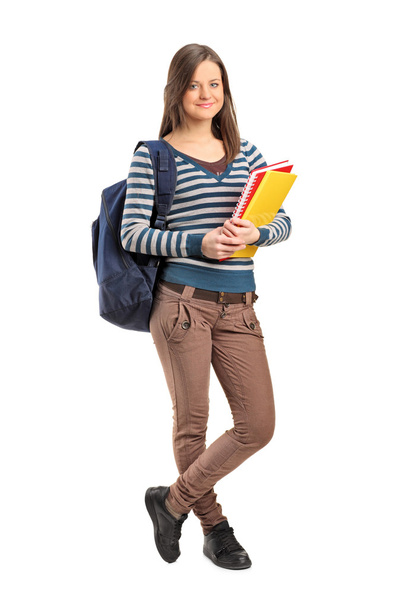 School girl posing with books - Zdjęcie, obraz