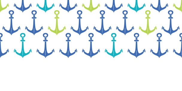 Anchors blue and green hoizontal seamless pattern backgound - Vetor, Imagem