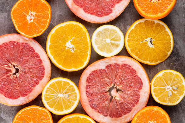 fresh citrus slices, closeup view - Foto, imagen