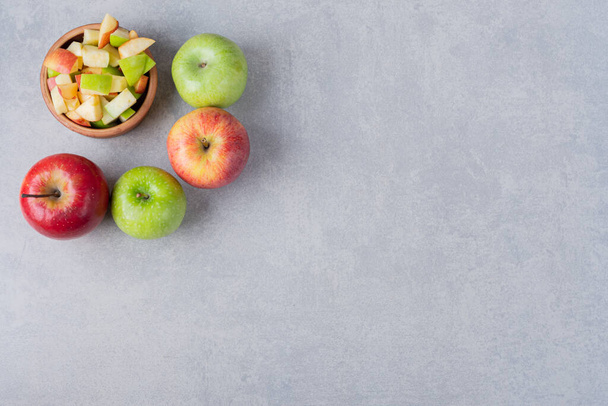 fresh ripe apples on a grey background. - Photo, Image