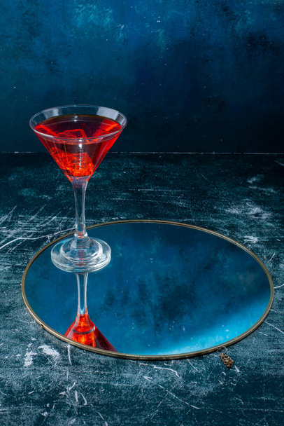 coktail on blue kitchen table. free space for text. - Φωτογραφία, εικόνα
