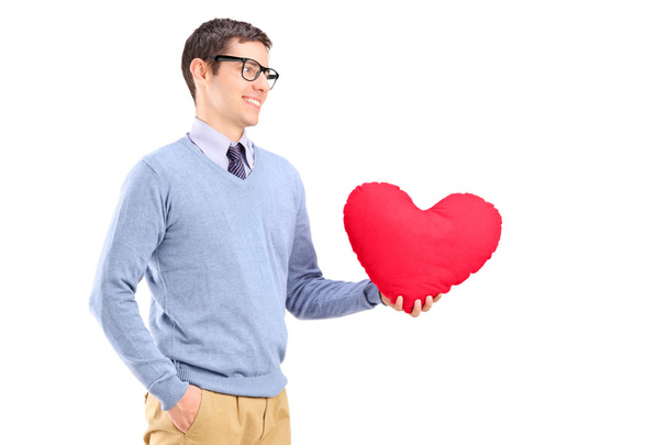 Man holding red heart - Фото, зображення