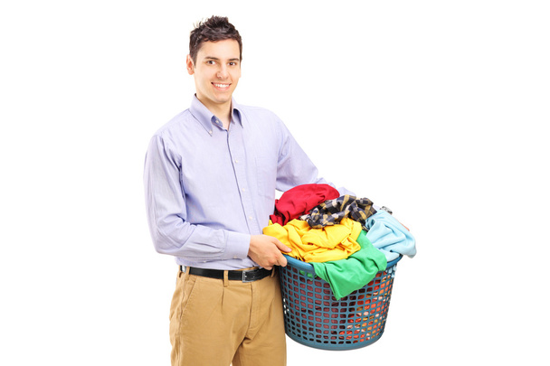 Man holding laundry basket - Φωτογραφία, εικόνα