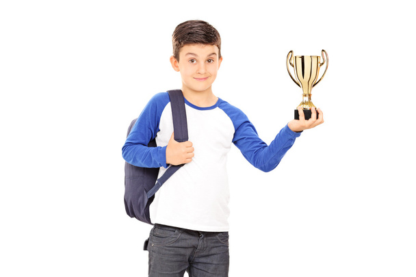 Boy holding trophy - Foto, Imagem