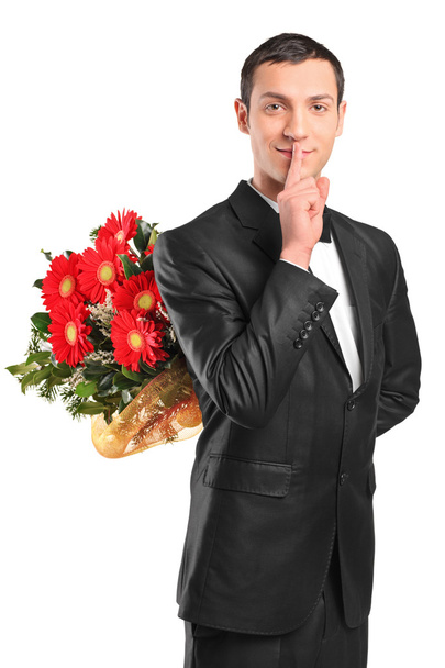 Чоловічий приховування квіти
 - Фото, зображення