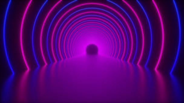Koło tunelu neonowego - Materiał filmowy, wideo