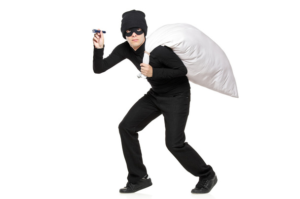 Thief with bag and flashlight - Photo, image