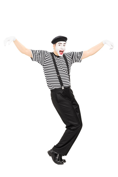 Happy mime artist dancing  - Фото, изображение
