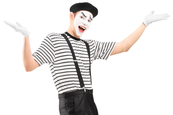 Mime dancer gesturing with hands  - Photo, image
