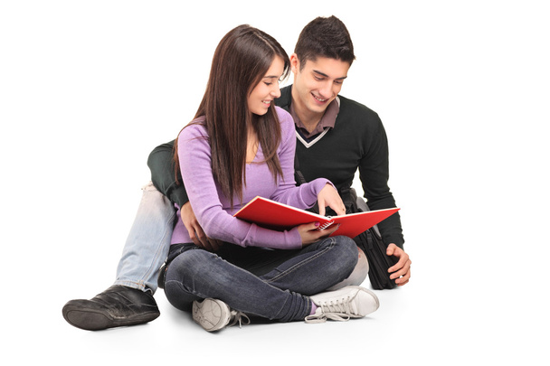 Young loving couple reading book - Foto, immagini