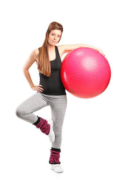 Female holding fitness ball - Φωτογραφία, εικόνα