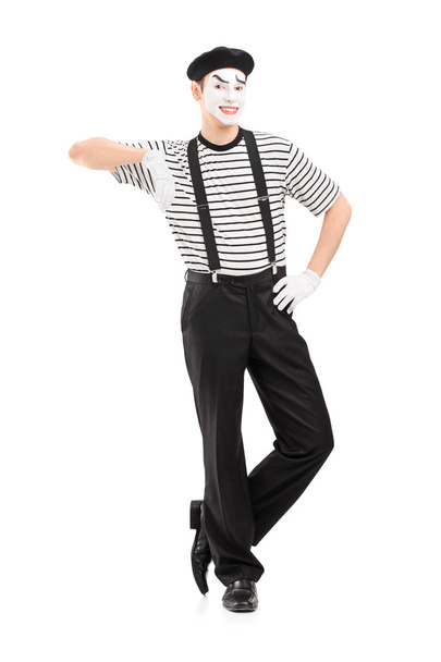 Male mime artist posing - Φωτογραφία, εικόνα