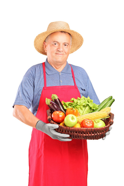 Man holding basket with vegetables - Foto, imagen