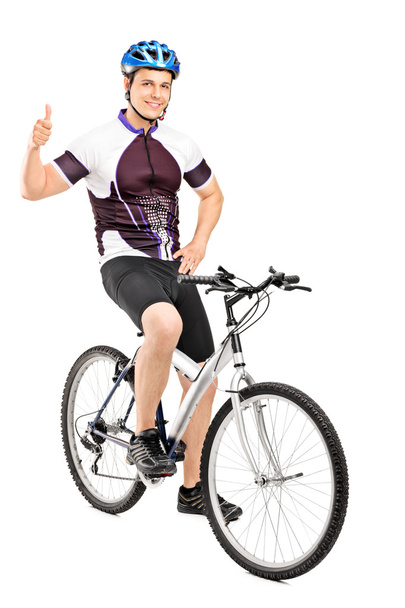 Bicyclist giving thumb up - Foto, Imagen