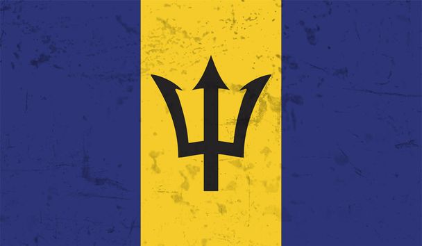 Гранж-флаг Барбадоса. Векторная иллюстрация. Эффект гранжа можно легко очистить. - Вектор,изображение