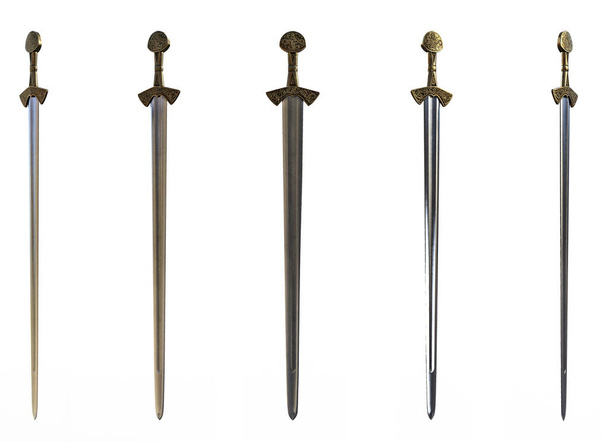 Render spada medievale su sfondo bianco - Foto, immagini