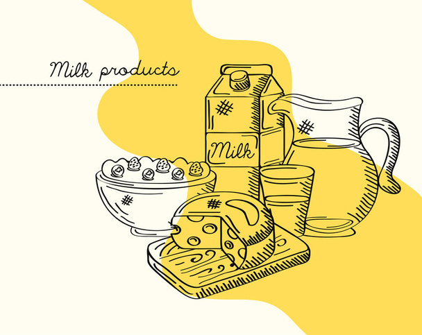 dairy products poster - Vector, Image