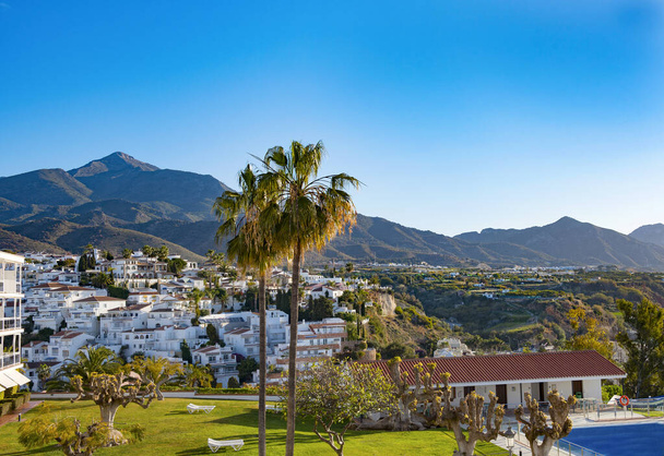 Вид из отеля Parador, Фабья, Коста-дель-Соль, Малага-Прованс, Андалусия, Испания - Фото, изображение