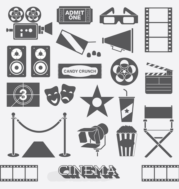 Vector Set: Cinema and Movie Icons and Elements - Vector, Image